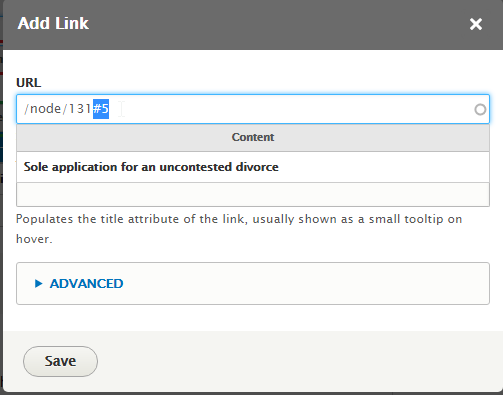 Example of linking to a guide step - 2 Screenshot of adding step number to the end of the node path