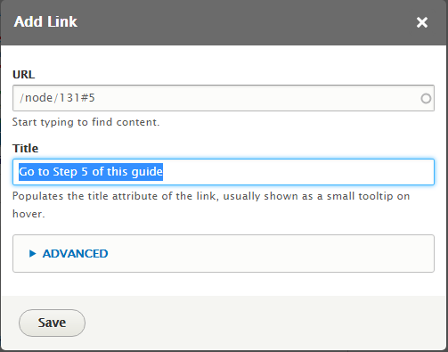Example of linking to a guide step - 3 Screenshot of title attribute