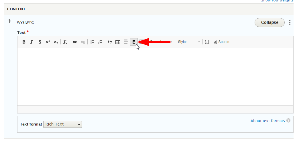 Screenshot of entity browser button